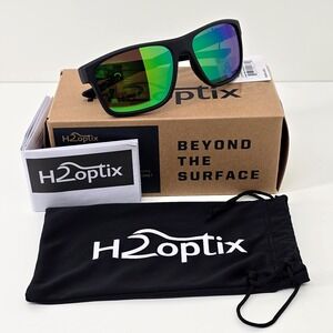 H2Optix Coronado Matt Black Polarized Men's Sunglasses Brown Green Flash Mirror‎